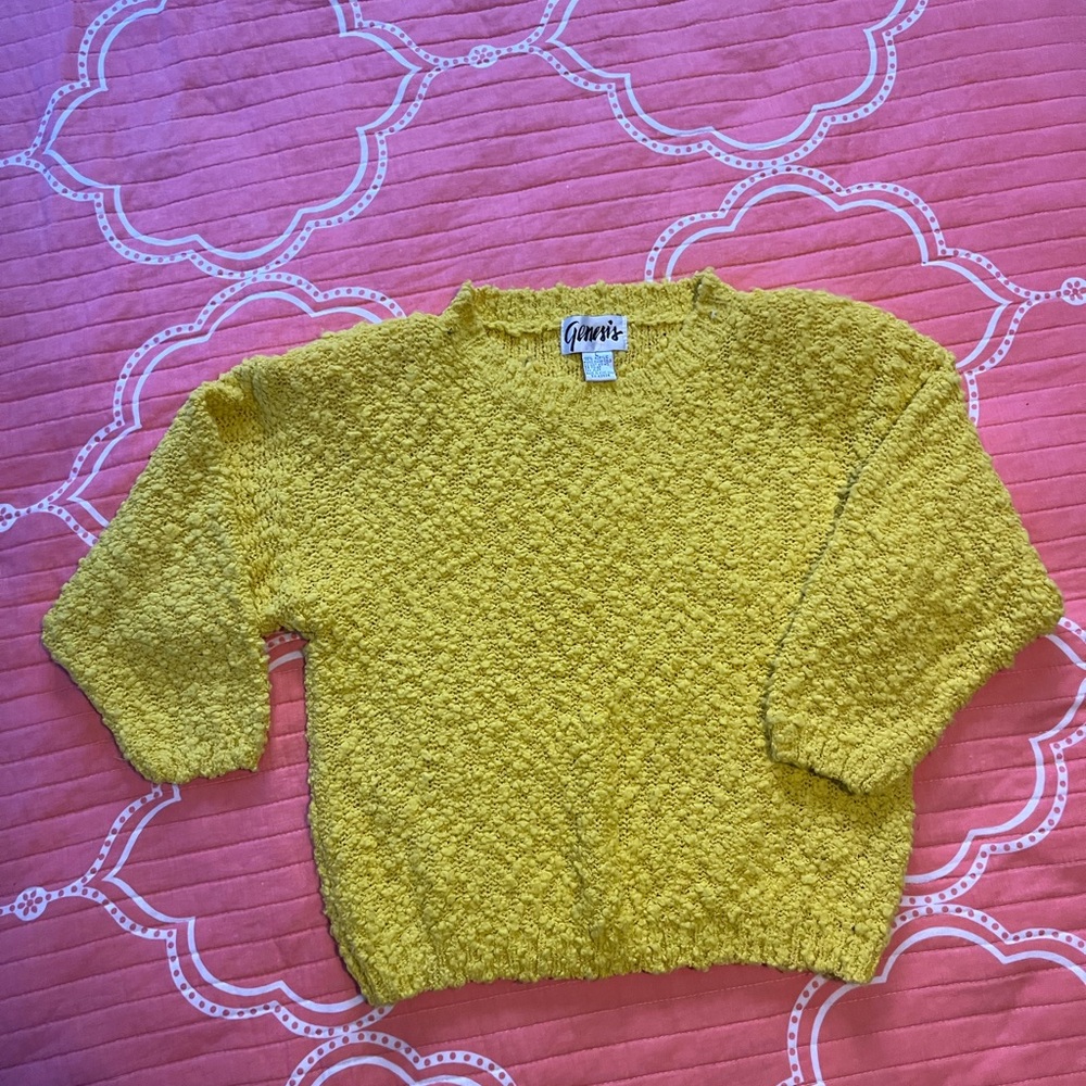 Vintage Genesis Yellow Textured Crew Neck Sweater